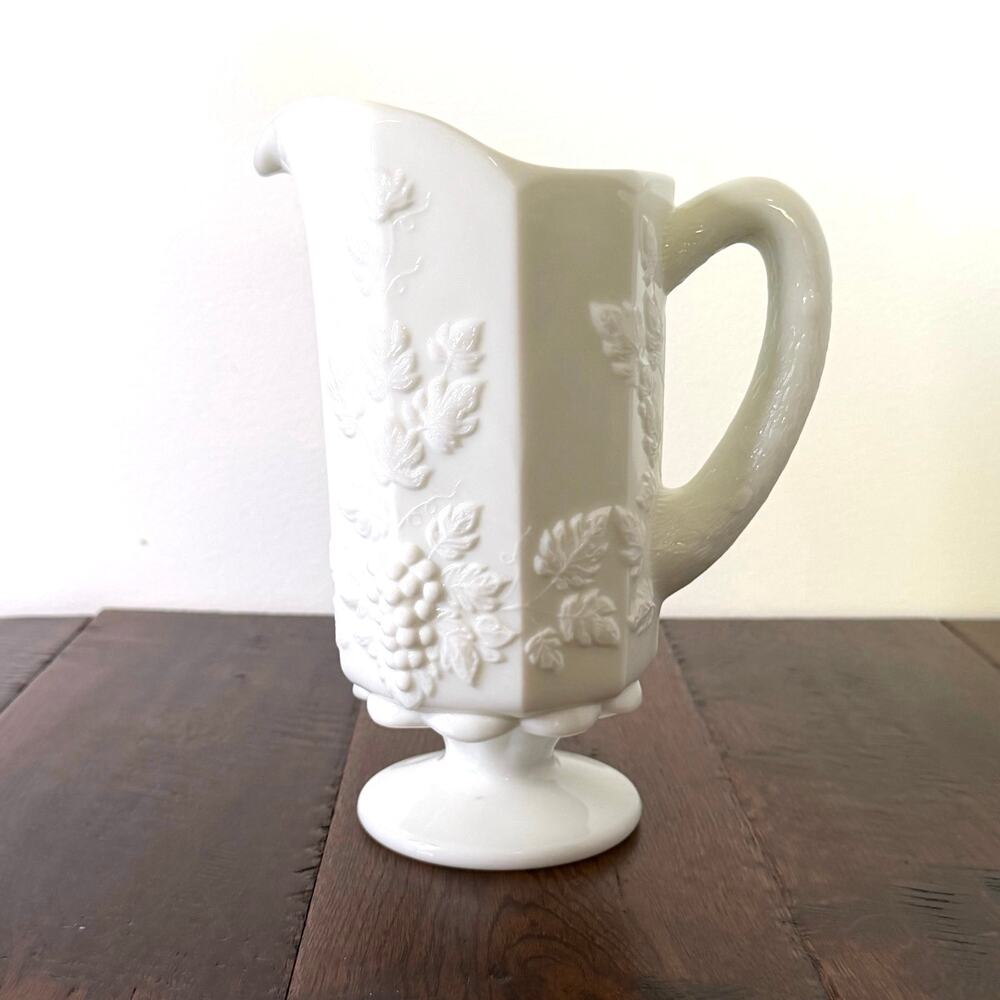 Vintage Westmoreland 1940s Harvest Grape Milk Glass Pitcher